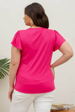 Load image into Gallery viewer, Blu Pepper - PLUS V NECK LACE TRIM RIB KNIT TOP: ROYAL BLUE ///