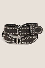 Load image into Gallery viewer, Anarchy Street - Studded Western Trim Faux Leather Wavy Belt: BK ///