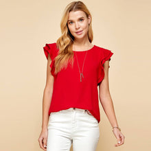 Load image into Gallery viewer, Les Amis - Top with Double Ruffled sleeves: Ivory / L ///