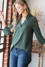 Load image into Gallery viewer, HEIMISH - ST1002-71 ROLL UP SLEEVE MANDARIN COLLAR SOLID TOP: BURGUNDY /// 2-2-2 (1X-2X-3X)