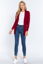 Load image into Gallery viewer, Active Basic | Active USA - Long Sleeve Rib Banded Open Sweater Cardigan: Blu-French Blue / S