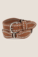 Load image into Gallery viewer, Anarchy Street - Studded Western Trim Faux Leather Wavy Belt: BK ///