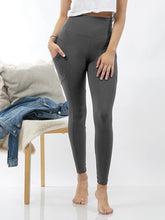 Load image into Gallery viewer, 42POPS - ',, Brushed Microfiber Wide Waistband Leggings W/ Pockets: BLACK-/// 157448 / XL