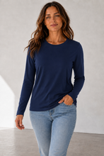 Load image into Gallery viewer, ROOTEASE - Women’s Rayon Spandex Long Sleeve  | Soft Stretch Basic Top: Plum / M US women's letter