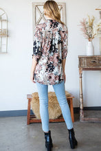 Load image into Gallery viewer, HEIMISH - ST1002-74 MANDARIN COLLAR MULTI COLOR FLORAL TOP: 2-2-2 ###(1X-2X-3X) / MOCHA MULTI