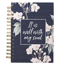 Load image into Gallery viewer, Christian Art Gifts - Journal Wirebound Large Navy It Is Well With My Soul ///