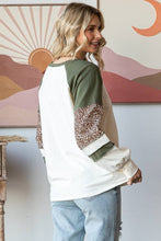Load image into Gallery viewer, 7th Ray - Color Block Raglan Sleeve V Stitch  Long Sleeve Top T5812: Cream/Burgundy/// / S