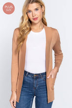 Load image into Gallery viewer, Active Basic | Active USA - Long Sleeve Rib Banded Open Sweater Cardigan: Lav-Misty Lavender / 2XL