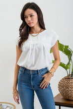 Load image into Gallery viewer, Blu Pepper - FLORAL EYELET LACE TRIM BACK BUTTON TOP: DUSTY PINK///