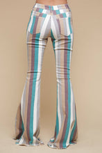 Load image into Gallery viewer, MULTI STRIPE DENIM BELLBOTTOM JEANS -TURQ MULTI 1003: MED ###
