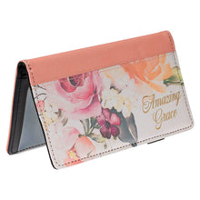 Load image into Gallery viewer, Christian Art Gifts - Checkbook Wallet Amazing Grace Floral