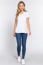 Load image into Gallery viewer, Active Basic | Active USA - Short Sleeve V-neck Top with Pocket: Nvy-True Navy / L
