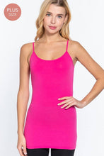 Load image into Gallery viewer, Active Basic | Active USA - [PLUS SIZE] Basic Tunic Cami w/adjustable Spaghetti Straps: Blk-Black / 2XL