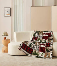 Load image into Gallery viewer, Duke Imports - "Country Lodge Patchwork" Footed Flannel Throw 50"x70" ///