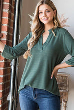 Load image into Gallery viewer, HEIMISH - ST1002-71 ROLL UP SLEEVE MANDARIN COLLAR SOLID TOP: BURGUNDY /// 2-2-2 (1X-2X-3X)