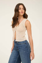 Load image into Gallery viewer, Blu Pepper - V NECK FRONT BUTTON CROCHET KNIT VEST: CHARCOAL///