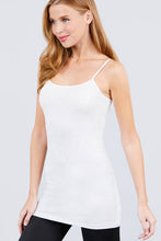 Load image into Gallery viewer, 42POPS - .SI-156 Built-in Bra Basic Cami w/ adjustable strap: WHT-white-500 / M