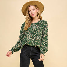Load image into Gallery viewer, Les Amis - Floral Printed Top with Smocked Sleeves Detail: Rust / L///