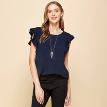 Load image into Gallery viewer, Les Amis - Top with Double Ruffled sleeves: Ivory / L ///
