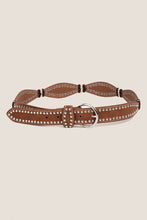 Load image into Gallery viewer, Anarchy Street - Studded Western Trim Faux Leather Wavy Belt: BK ///