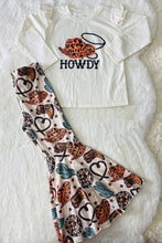 Load image into Gallery viewer, luluclothes - DLH2696 HOWDY cowgirls top bell bottom girls clothing sets: L-4/5 ///