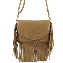 Load image into Gallery viewer, Handbag Factory Corp - Women Fringed Crossbody handbag Shoulder Bag:/// BROWN