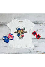 Load image into Gallery viewer, luluclothes - 4th July Stars &amp; patriotic cow printed girl set XCH0777-37H: XL ///