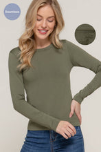Load image into Gallery viewer, Active Basic | Active USA - Long Sleeve Crew Neck Inner Fur Seamless Top: OLV-///olive / S/M