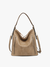 Load image into Gallery viewer, Jen &amp; Co. - M2350 Sav Distressed Hobo w/ Fringe Detail: Black ///