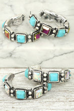 Load image into Gallery viewer, SP Sophia Collection - Western Crystal Turquoise Hoop Earrings : Iridescent ///