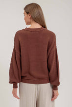 Load image into Gallery viewer, Blu Pepper - CHECKERED CROCHET KNIT LONG SLEEVE SWEATER: GREY MULTI///