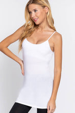 Load image into Gallery viewer, 42POPS - .SI-156 Built-in Bra Basic Cami w/ adjustable strap: WHT-white-500 / L