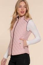 Load image into Gallery viewer, Active Basic | Active USA - Suede Piping Detail Rib Quilted Padding Vest:/// OLV-olive oil / S
