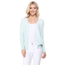 Load image into Gallery viewer, Mak - Women's V-Neck Button Down Knit Cardigan Sweater MK5178: ICE BLUE / //XL