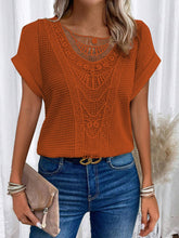 Load image into Gallery viewer, Wholesalesir - Lace Patchwork Short Sleeved Top: Purple / M ///