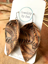 Load image into Gallery viewer, Jewelry By Jen - Large Pinched Teardrop: Brown Western Tooled ///