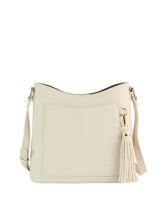 Load image into Gallery viewer, Handbag Factory Corp - Tassel Charm Pebbled Crossbody Bag: Black///