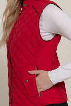 Load image into Gallery viewer, Active Basic | Active USA - Suede Piping Detail Rib Quilted Padding Vest:/// OLV-olive oil / S