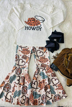 Load image into Gallery viewer, luluclothes - DLH2696 HOWDY cowgirls top bell bottom girls clothing sets: M-3/4 ///