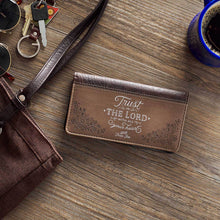 Load image into Gallery viewer, Christian Art Gifts - Checkbook Wallet Brown Two-tone Trust In The Lord Prov 3:5- 6