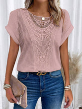 Load image into Gallery viewer, Wholesalesir - Lace Patchwork Short Sleeved Top: Purple / M ///