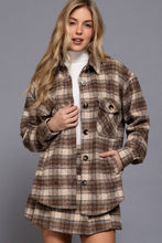 Load image into Gallery viewer, Active Basic | Active USA - /// Long Sleeve Wool Blend Plaid Button Down Casual Jacket : PNK-pink/khaki / M