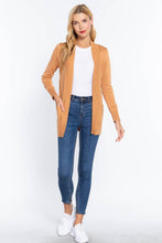 Load image into Gallery viewer, Active Basic | Active USA - Long Sleeve Rib Banded Open Sweater Cardigan: Blu-French Blue / S