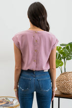 Load image into Gallery viewer, Blu Pepper - FLORAL EYELET LACE TRIM BACK BUTTON TOP: DUSTY PINK///