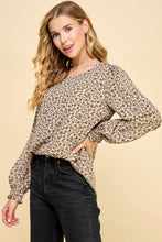 Load image into Gallery viewer, Les Amis - Floral Printed Top with Smocked Sleeves Detail: Rust / L///
