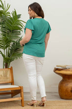 Load image into Gallery viewer, Blu Pepper - PLUS V NECK LACE TRIM RIB KNIT TOP: ROYAL BLUE ///