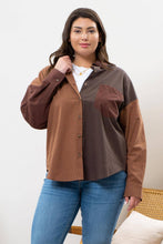 Load image into Gallery viewer, Blu Pepper - PLUS PLAID COLORBLOCK BUTTON DOWN TOP: BROWN MULTI///