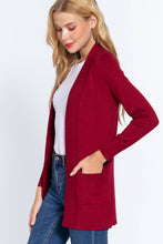 Load image into Gallery viewer, Active Basic | Active USA - Long Sleeve Rib Banded Open Sweater Cardigan: Lav-Misty Lavender / XL
