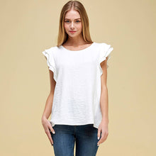 Load image into Gallery viewer, Les Amis - Top with Double Ruffled sleeves: Ivory / L ///