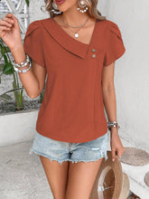 Load image into Gallery viewer, Wholesalesir - Small Diagonal Collar Solid Color Washed Cotton Top: Green / 2XL ///